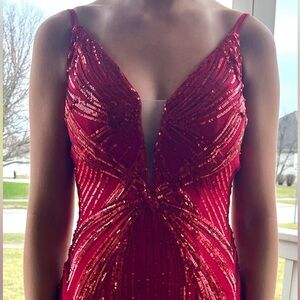 Jovani Red Sequin Maxi Dress